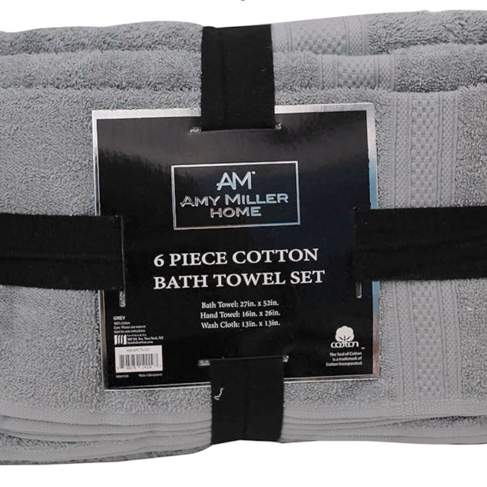 Grey Cotton Bath Towel Set